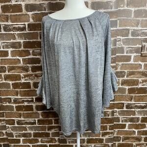 7th Avenue Design Studio New York & Co Gray Shimmer 3/4 Sleeve Blouse Top XL